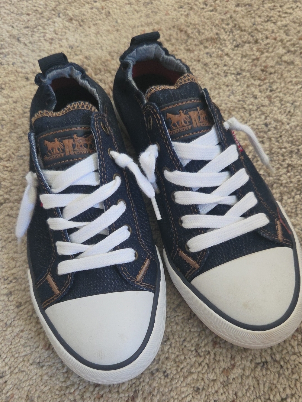 Levi's Navy Canvas Sneakers with White Laces